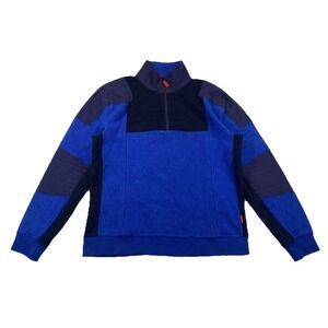 Topo Designs Global 1/4 Zip Pullover Men's Medium Wool Blend Blue